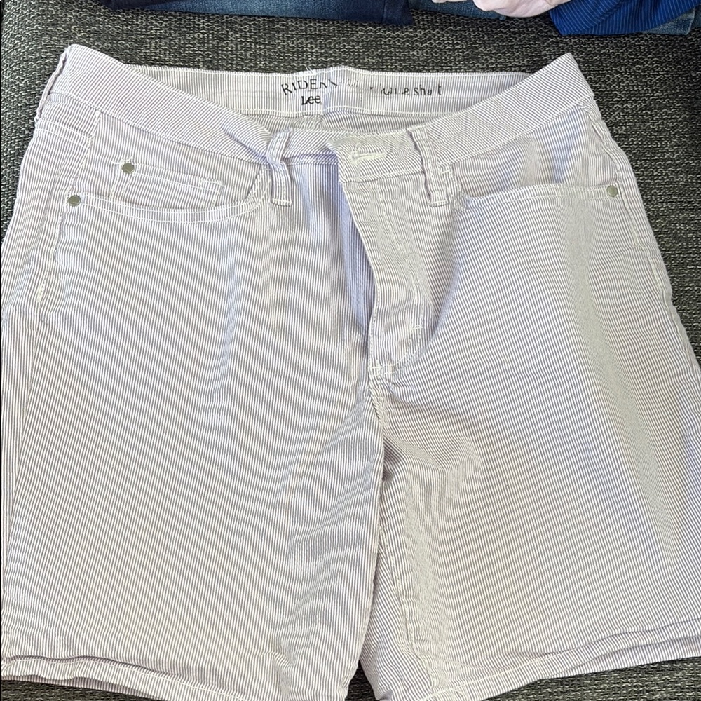 Lee Women's Striped Shorts - purple and White